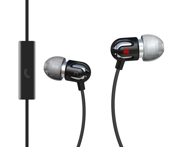 TinyEar Earphones w/ Inline Microphone_Black, Item#E-EMIC-BK02